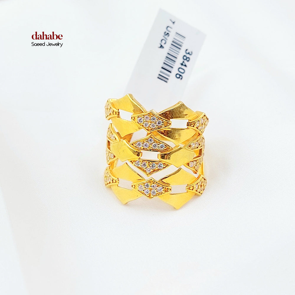 21K خاتم اكسترا مرصع-مجوهرات الشيخ سعيد-Saeed Jewelry 