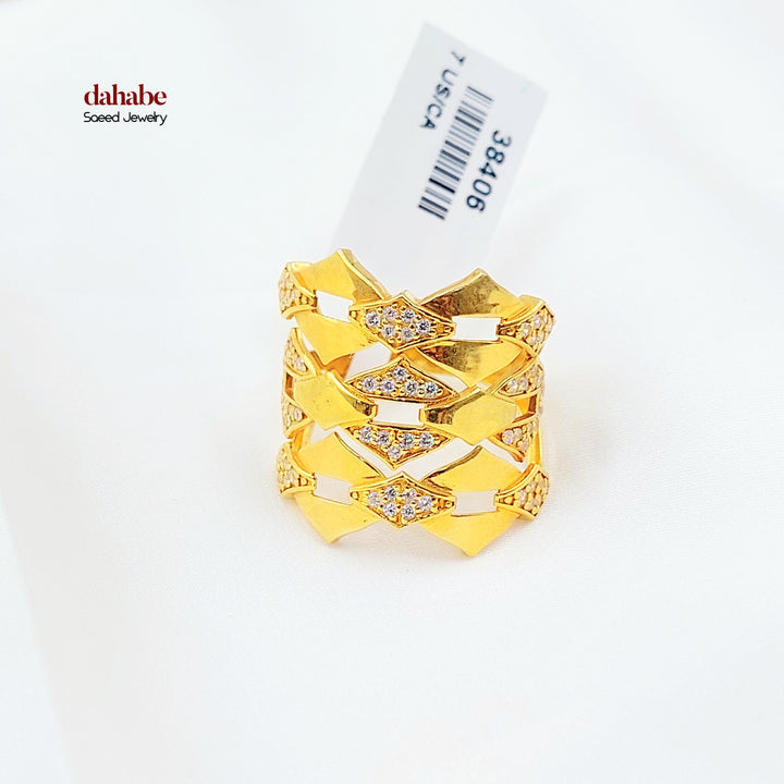 21K خاتم اكسترا مرصع-مجوهرات الشيخ سعيد-Saeed Jewelry 