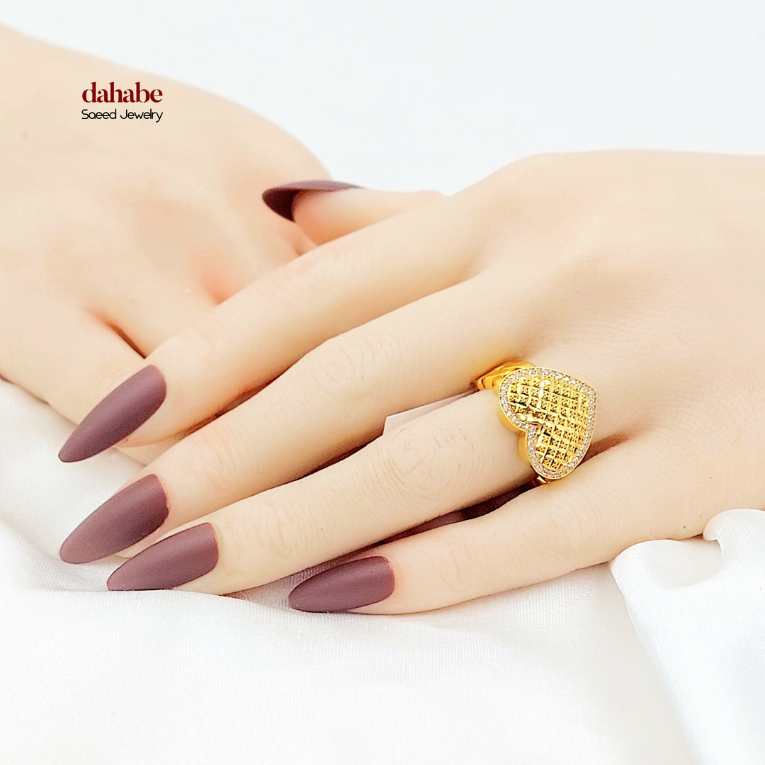 21K خاتم قلب مرصع-مجوهرات الشيخ سعيد-Saeed Jewelry 