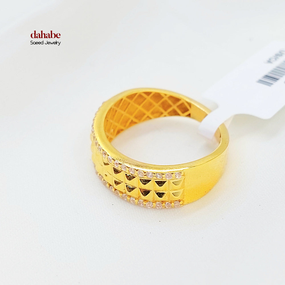 21K خاتم اكسترا مرصع-مجوهرات الشيخ سعيد-Saeed Jewelry 