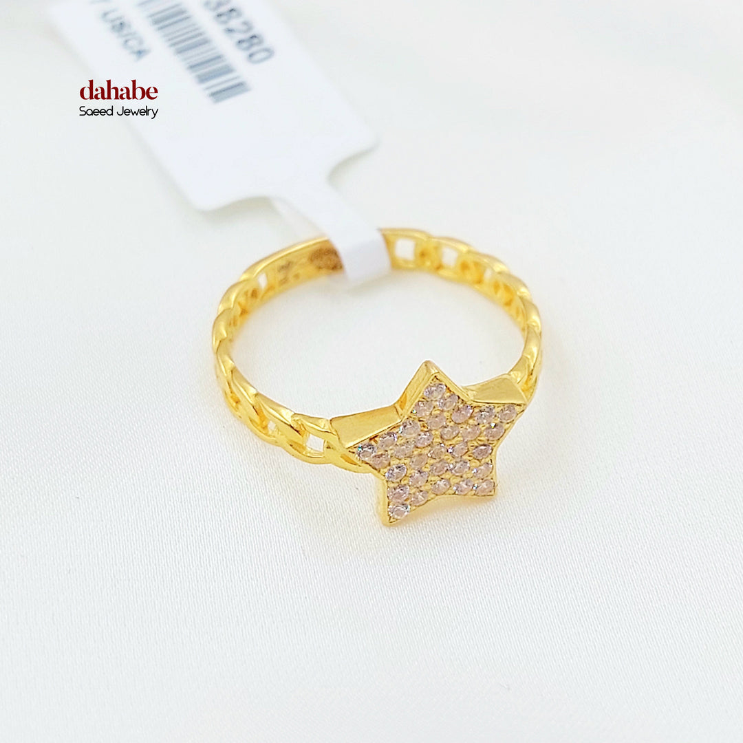 21K خاتم نجمة مرصع-مجوهرات الشيخ سعيد-Saeed Jewelry 