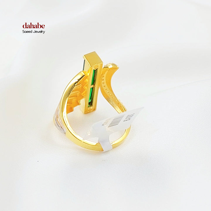 21K خاتم اكسترا مرصع-مجوهرات الشيخ سعيد-Saeed Jewelry 