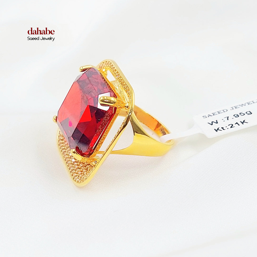 21K خاتم اكسترا مرصع-مجوهرات الشيخ سعيد-Saeed Jewelry 