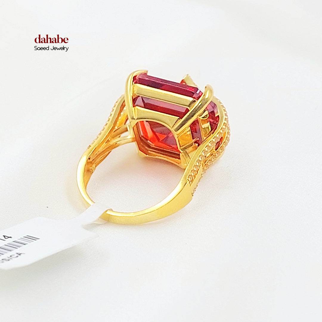 21K خاتم اكسترا مرصع-مجوهرات الشيخ سعيد-Saeed Jewelry 