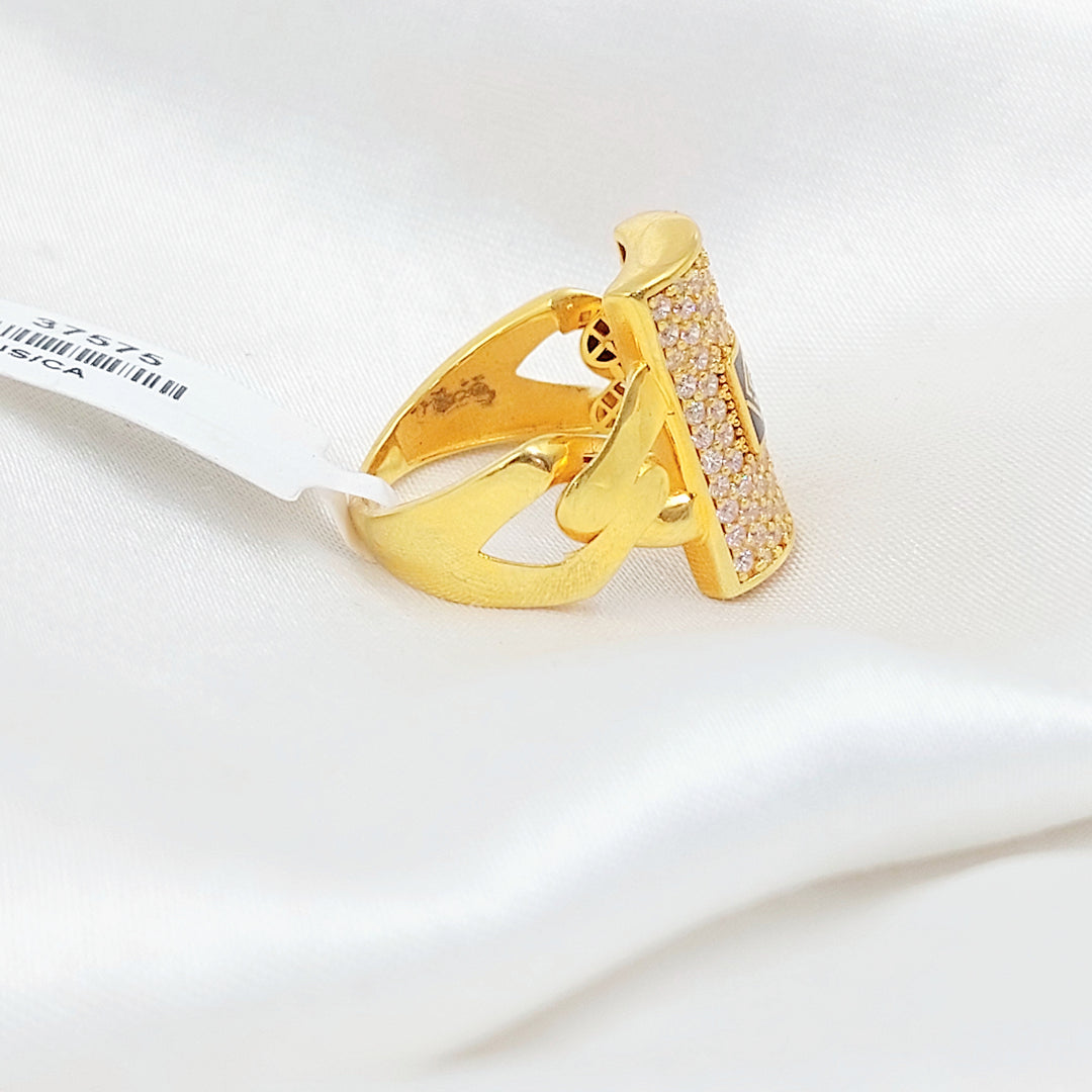 21K خاتم جنزير مرصع-مجوهرات الشيخ سعيد-Saeed Jewelry 