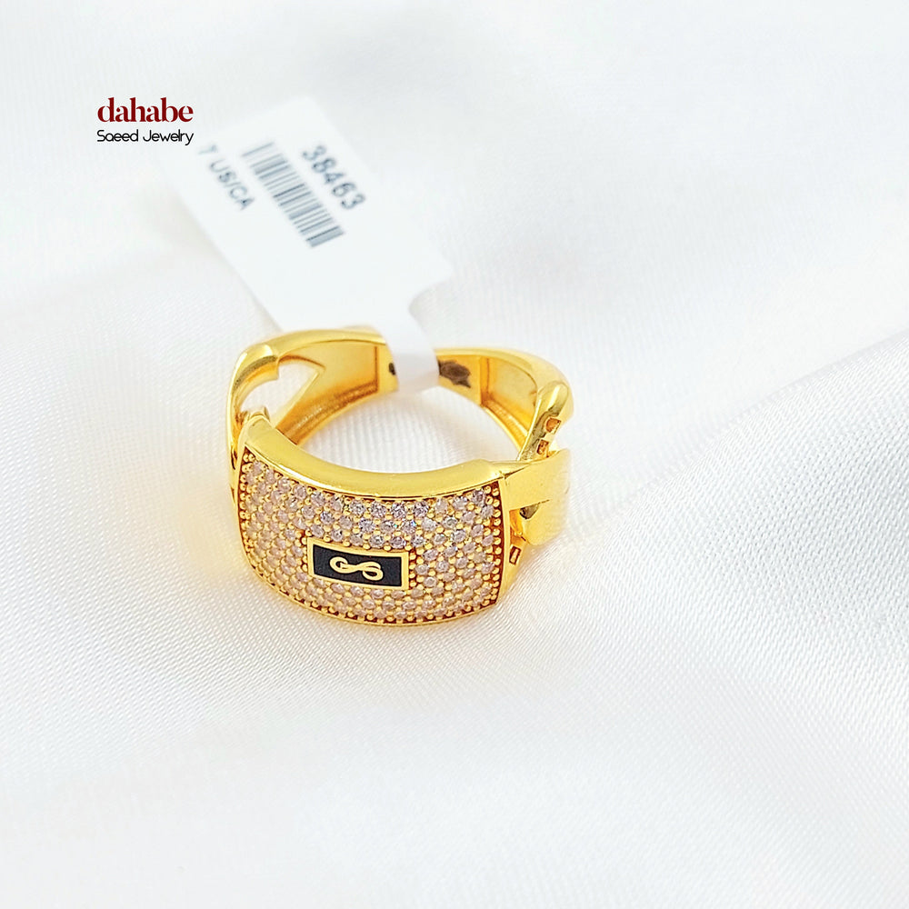 21K خاتم جنزير مرصع-مجوهرات الشيخ سعيد-Saeed Jewelry 