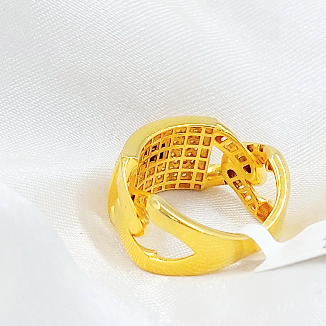 21K خاتم جنزير مرصع-مجوهرات الشيخ سعيد-Saeed Jewelry 