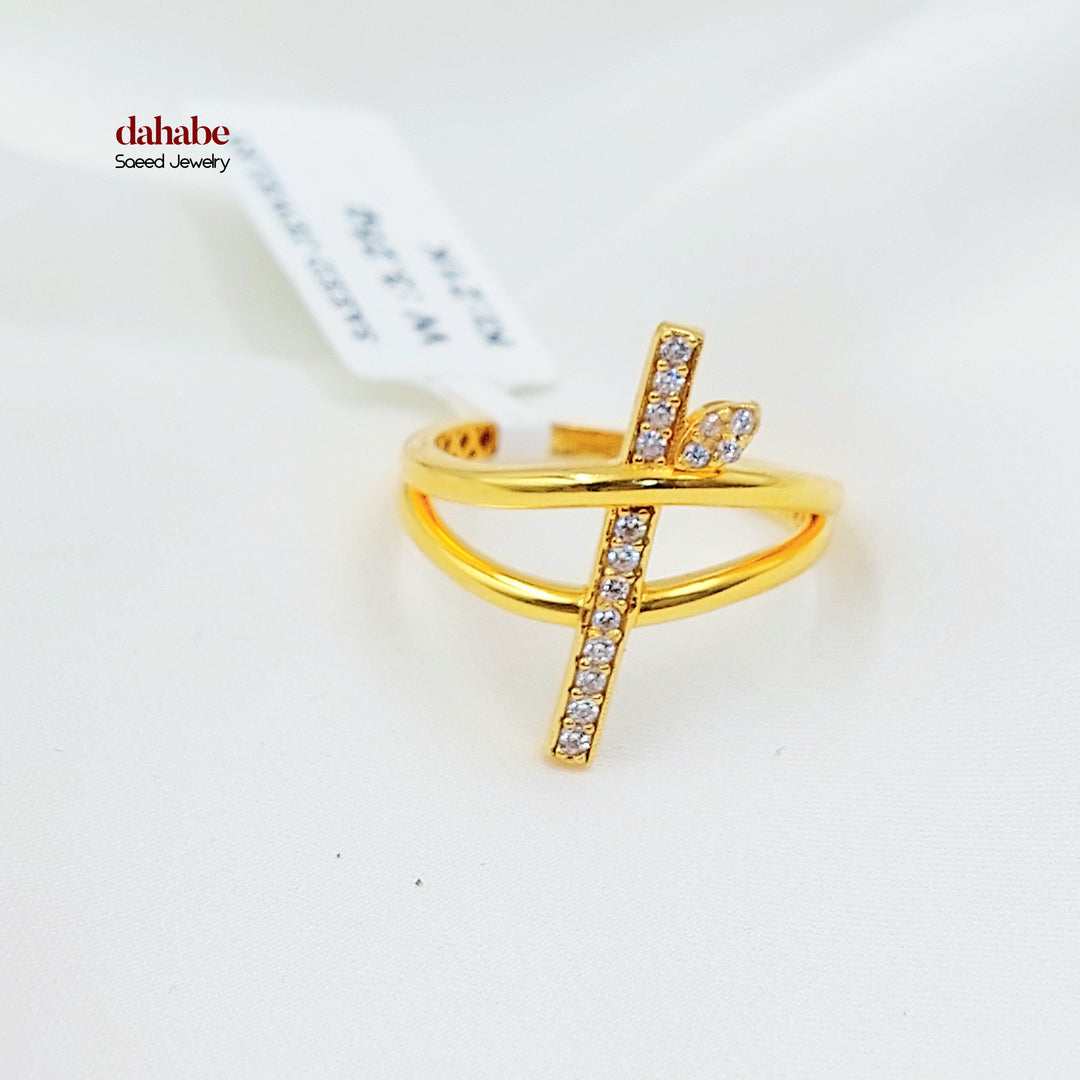 21K خاتم اكسترا مرصع-مجوهرات الشيخ سعيد-Saeed Jewelry 