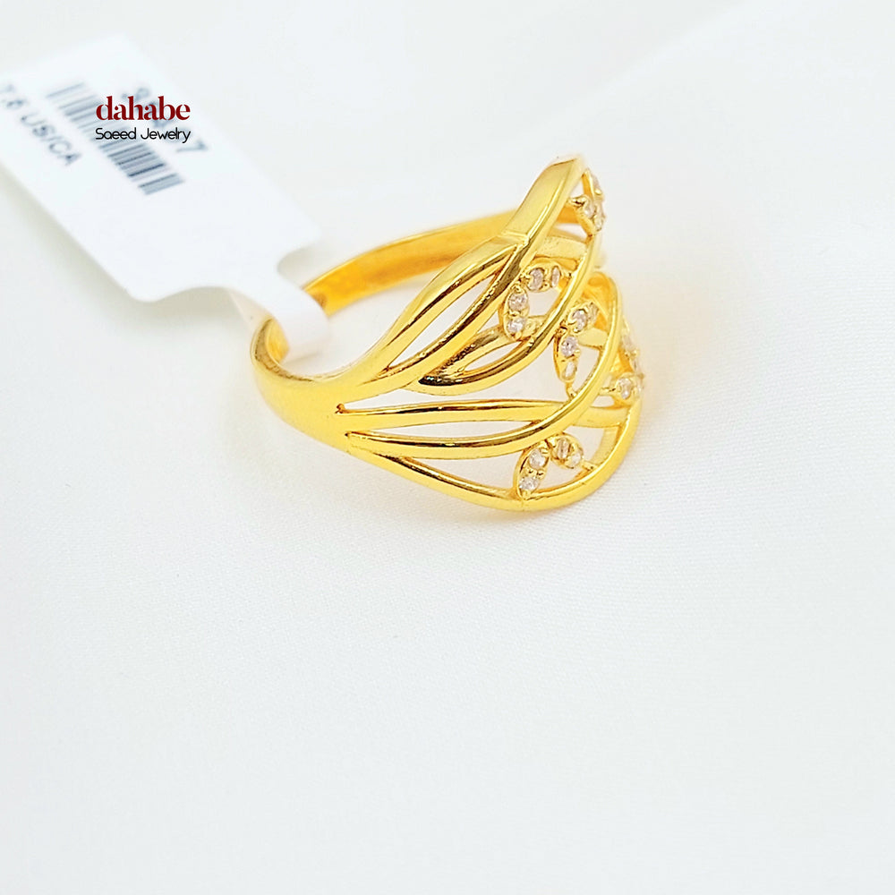 21K خاتم اكسترا مرصع-مجوهرات الشيخ سعيد-Saeed Jewelry 