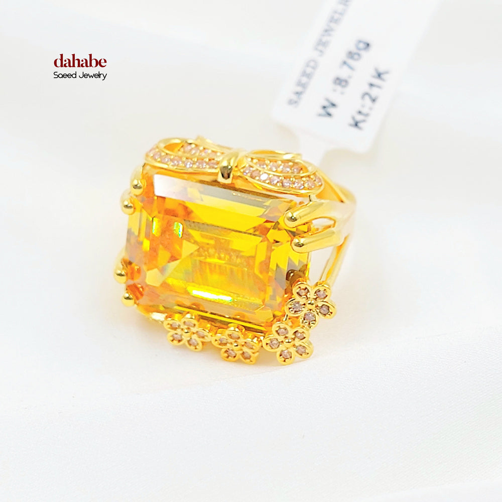 21K خاتم اكسترا مرصع-مجوهرات الشيخ سعيد-Saeed Jewelry 
