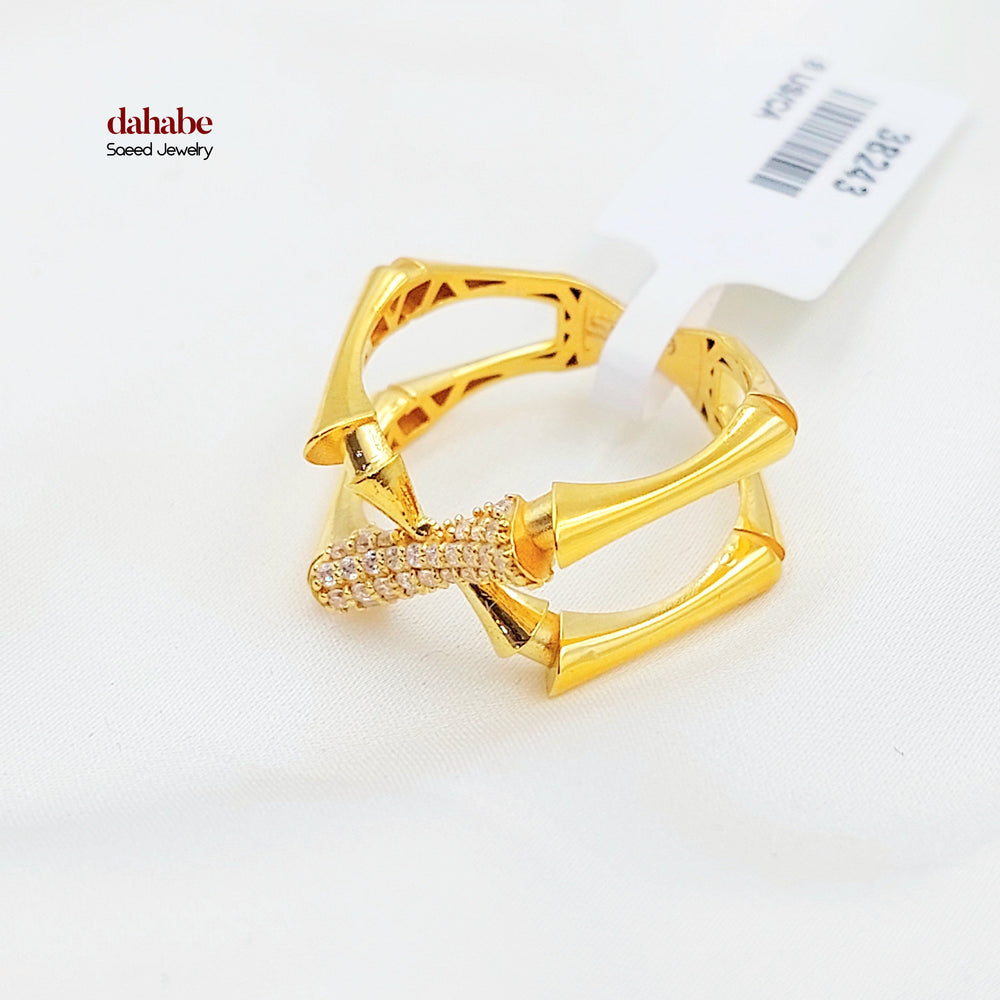 21K خاتم اكسترا مرصع-مجوهرات الشيخ سعيد-Saeed Jewelry 