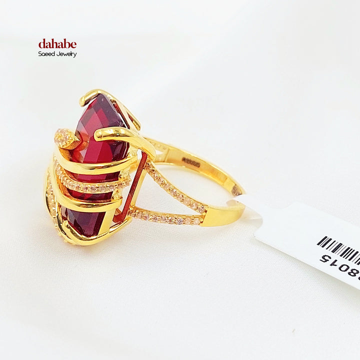 21K خاتم اكسترا مرصع-مجوهرات الشيخ سعيد-Saeed Jewelry 