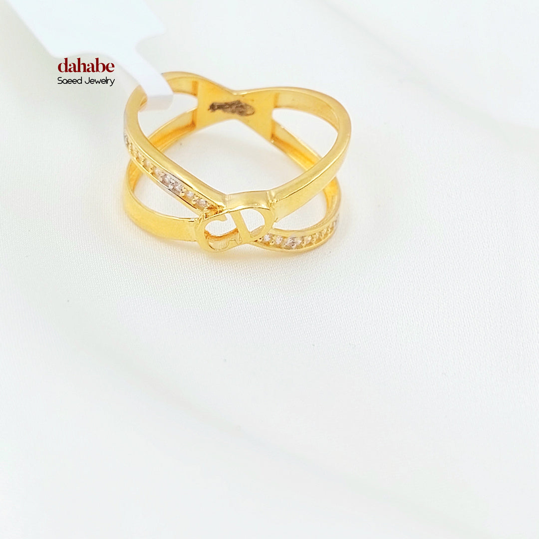 21K خاتم اكس مرصع-مجوهرات الشيخ سعيد-Saeed Jewelry 