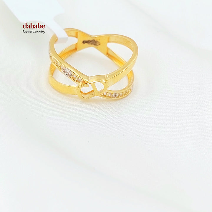21K خاتم اكس مرصع-مجوهرات الشيخ سعيد-Saeed Jewelry 