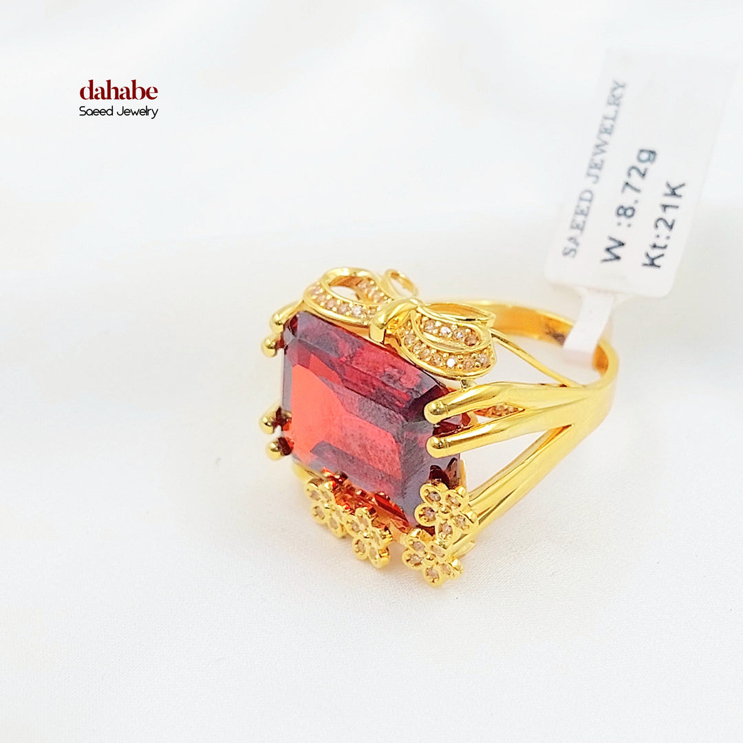 21K خاتم اكسترا مرصع-مجوهرات الشيخ سعيد-Saeed Jewelry 