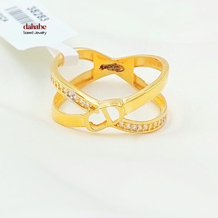 21K خاتم اكس مرصع-مجوهرات الشيخ سعيد-Saeed Jewelry 