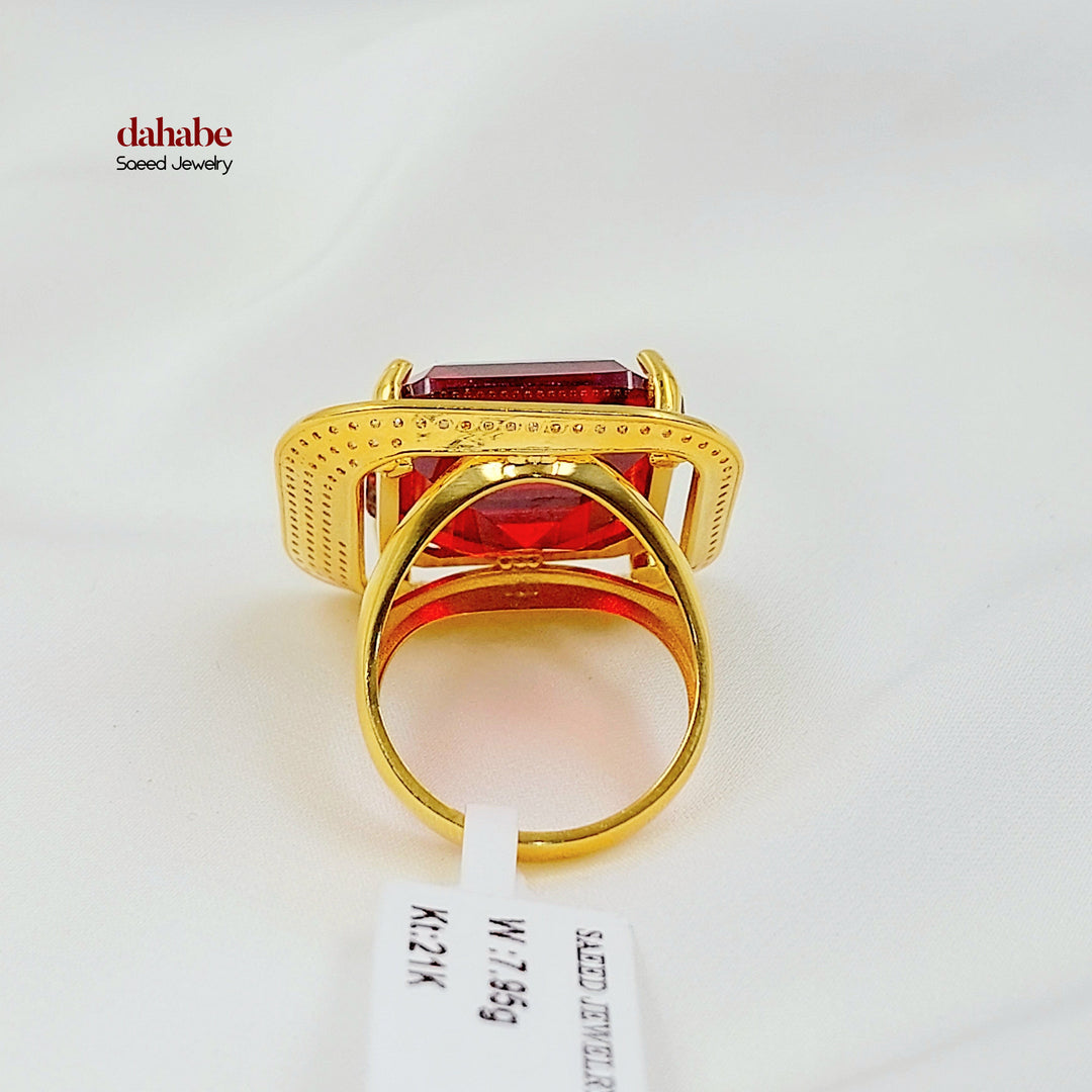 21K خاتم اكسترا مرصع-مجوهرات الشيخ سعيد-Saeed Jewelry 