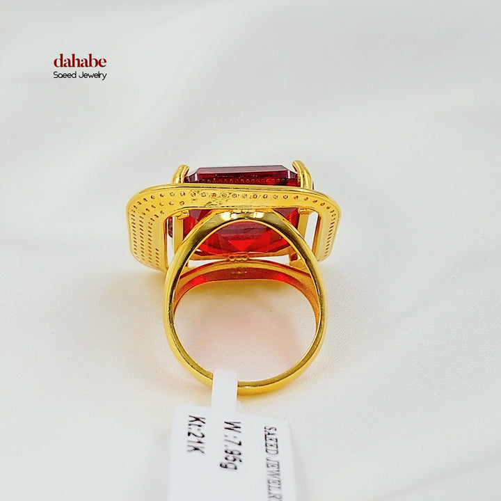 21K خاتم اكسترا مرصع-مجوهرات الشيخ سعيد-Saeed Jewelry 