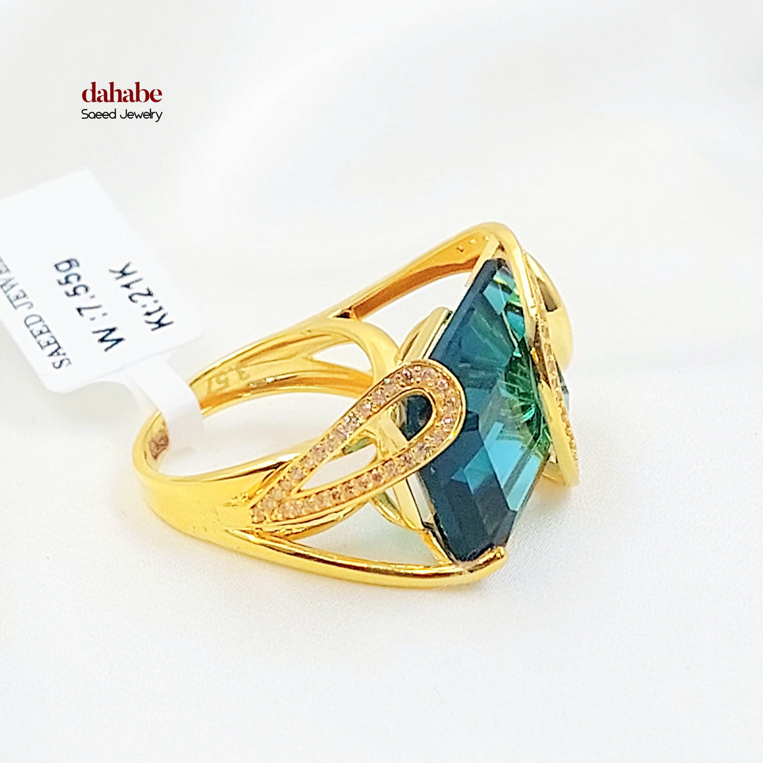 21K خاتم اكسترا مرصع-مجوهرات الشيخ سعيد-Saeed Jewelry 