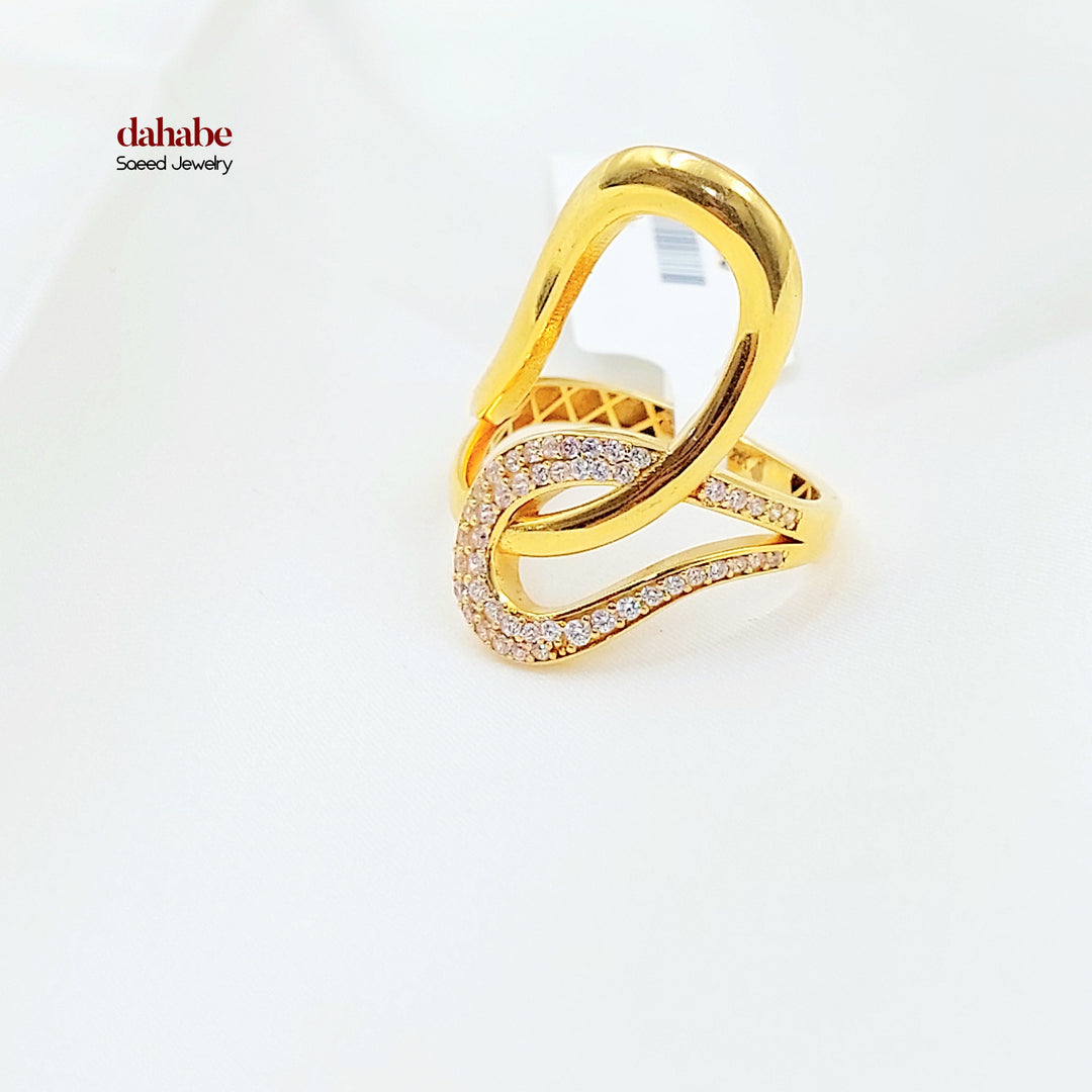 21K خاتم اكسترا مرصع-مجوهرات الشيخ سعيد-Saeed Jewelry 