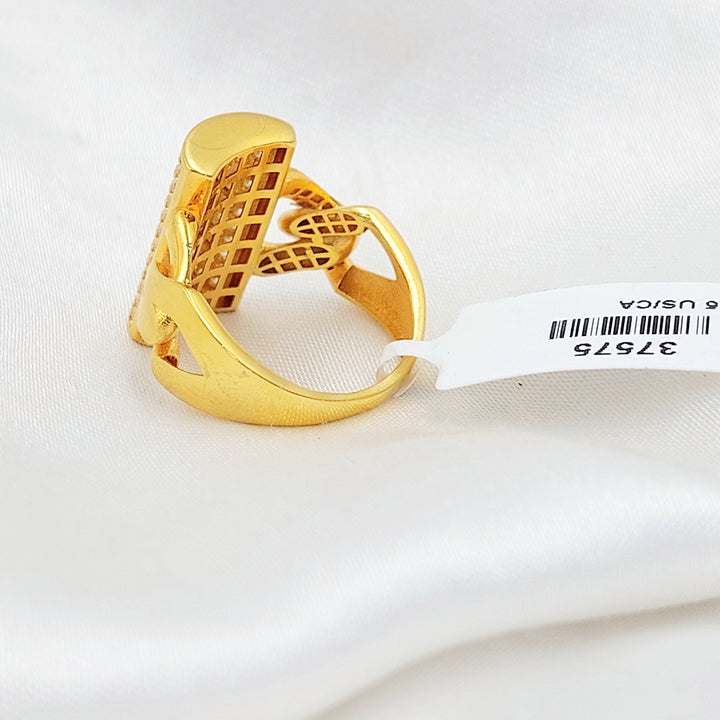 21K خاتم جنزير مرصع-مجوهرات الشيخ سعيد-Saeed Jewelry 