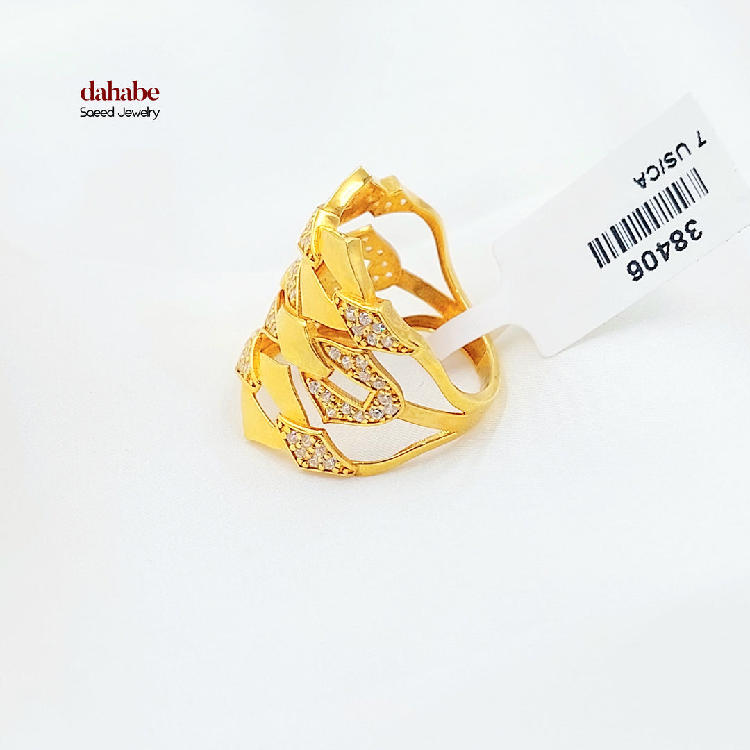 21K خاتم اكسترا مرصع-مجوهرات الشيخ سعيد-Saeed Jewelry 