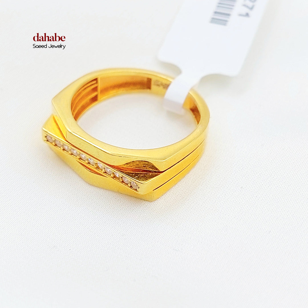 21K خاتم اكسترا مرصع-مجوهرات الشيخ سعيد-Saeed Jewelry 
