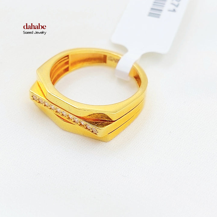 21K خاتم اكسترا مرصع-مجوهرات الشيخ سعيد-Saeed Jewelry 