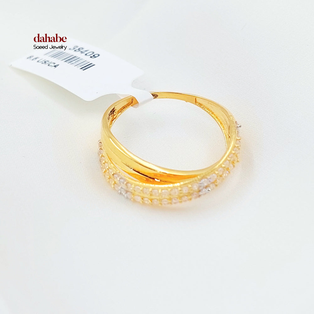 21K خاتم اكسترا مرصع-مجوهرات الشيخ سعيد-Saeed Jewelry 