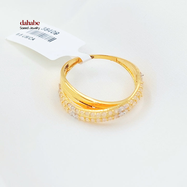 21K خاتم اكسترا مرصع-مجوهرات الشيخ سعيد-Saeed Jewelry 