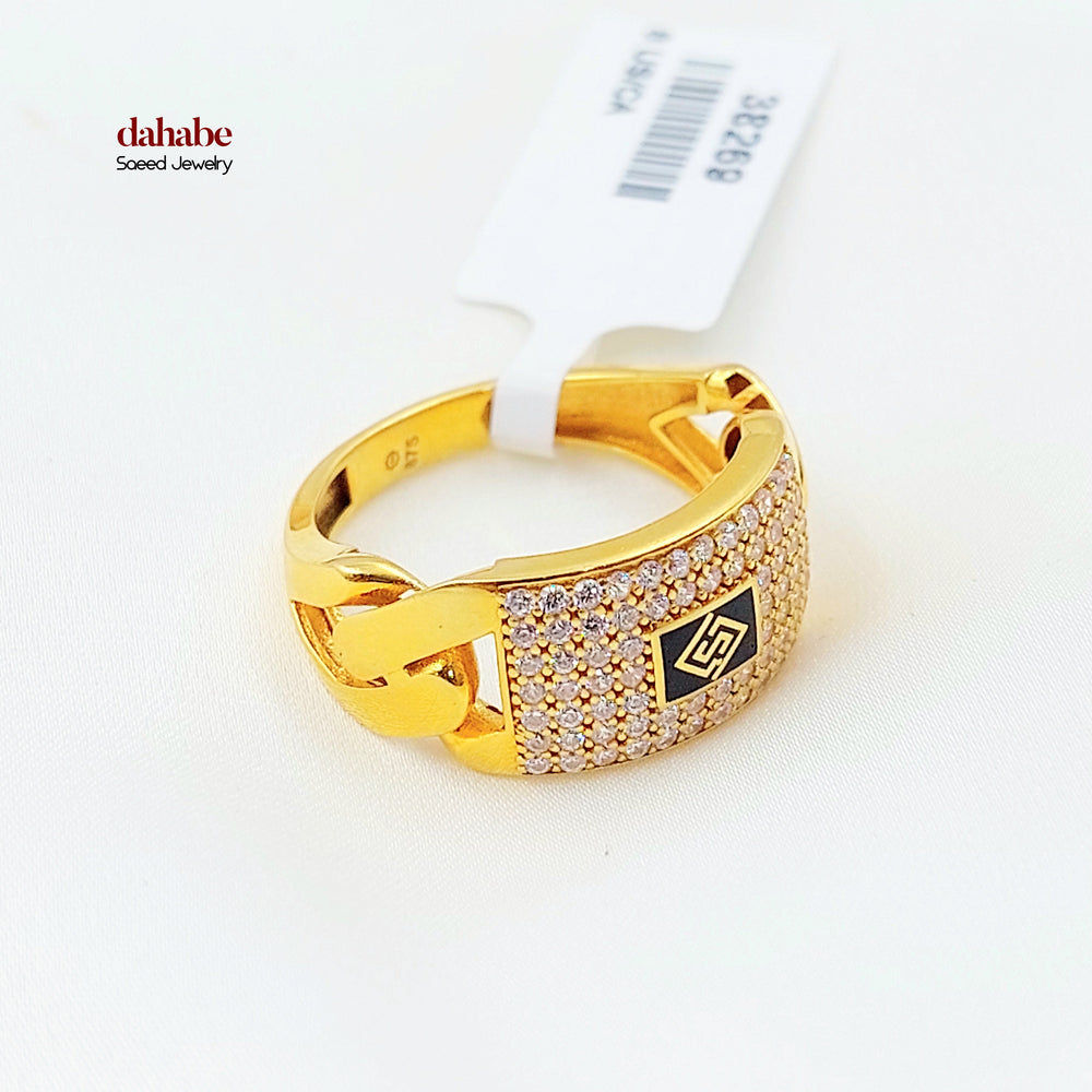 21K خاتم جنزير مرصع-مجوهرات الشيخ سعيد-Saeed Jewelry 