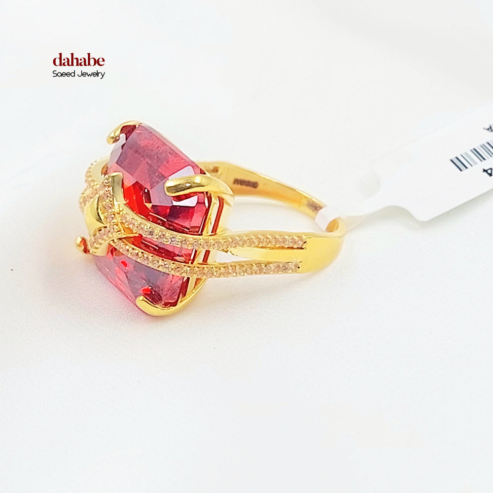 21K خاتم اكسترا مرصع-مجوهرات الشيخ سعيد-Saeed Jewelry 