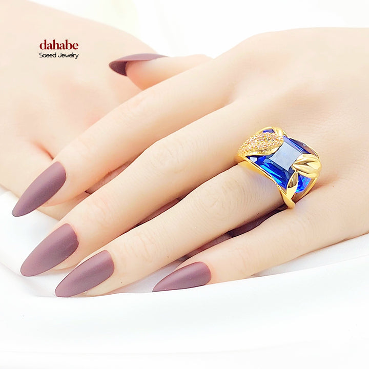 21K خاتم اكسترا مرصع-مجوهرات الشيخ سعيد-Saeed Jewelry 