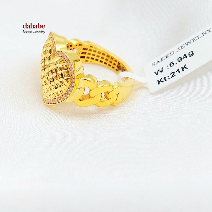 21K خاتم قلب مرصع-مجوهرات الشيخ سعيد-Saeed Jewelry 