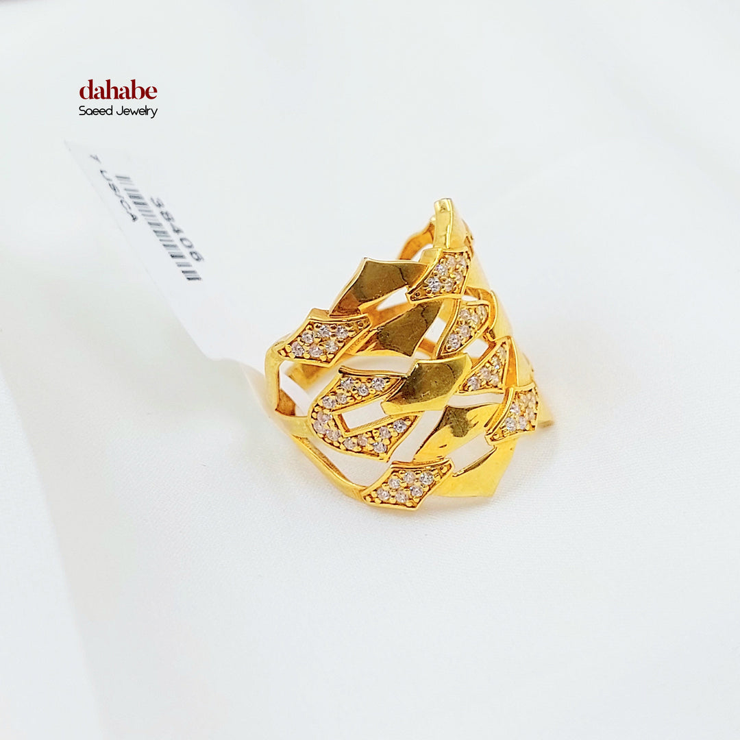 21K خاتم اكسترا مرصع-مجوهرات الشيخ سعيد-Saeed Jewelry 