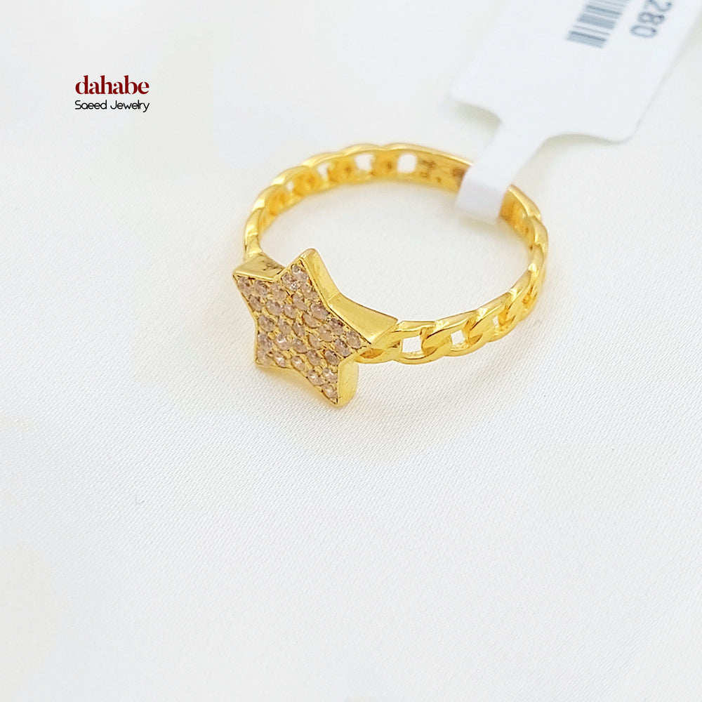 21K خاتم نجمة مرصع-مجوهرات الشيخ سعيد-Saeed Jewelry 