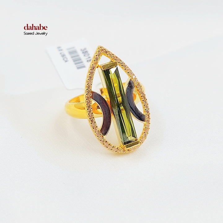 21K خاتم اكسترا مرصع-مجوهرات الشيخ سعيد-Saeed Jewelry 