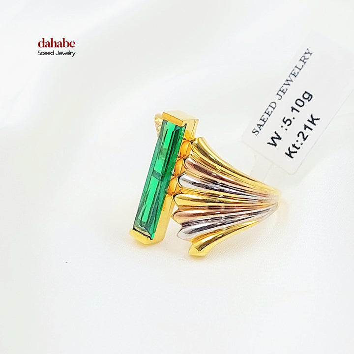 21K خاتم اكسترا مرصع-مجوهرات الشيخ سعيد-Saeed Jewelry 