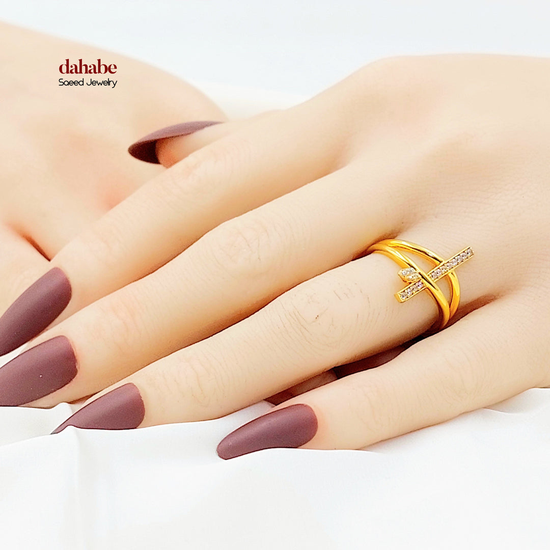 21K خاتم اكسترا مرصع-مجوهرات الشيخ سعيد-Saeed Jewelry 