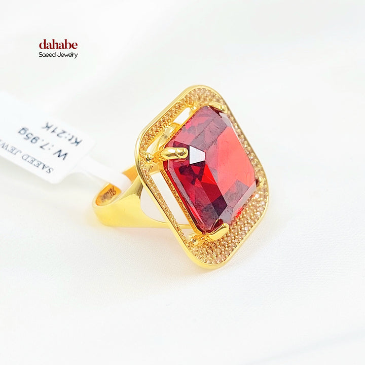21K خاتم اكسترا مرصع-مجوهرات الشيخ سعيد-Saeed Jewelry 