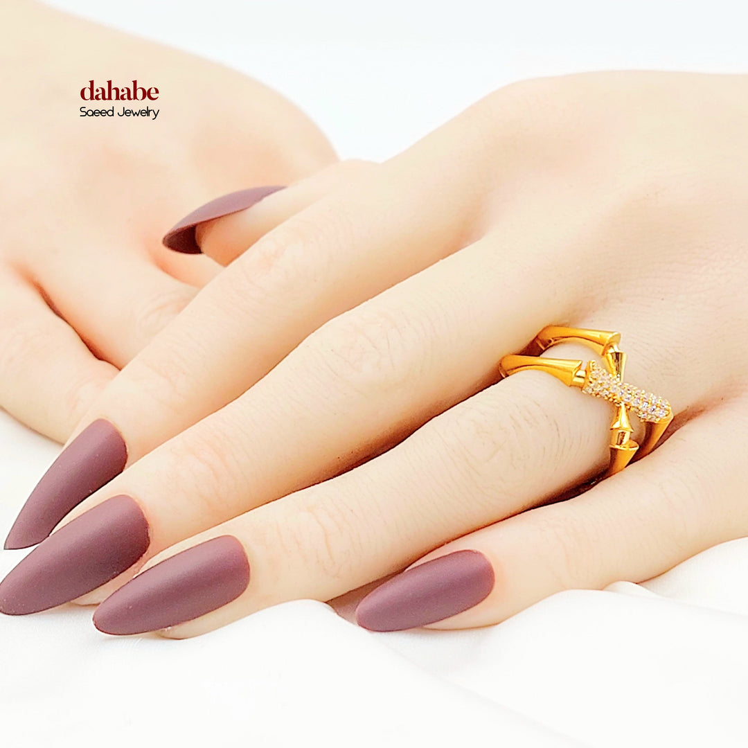 21K خاتم اكسترا مرصع-مجوهرات الشيخ سعيد-Saeed Jewelry 