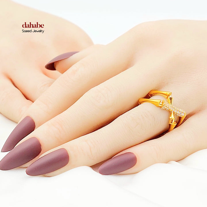 21K خاتم اكسترا مرصع-مجوهرات الشيخ سعيد-Saeed Jewelry 