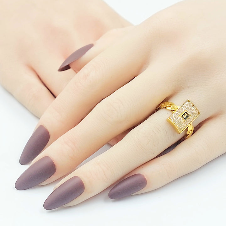 21K خاتم جنزير مرصع-مجوهرات الشيخ سعيد-Saeed Jewelry 