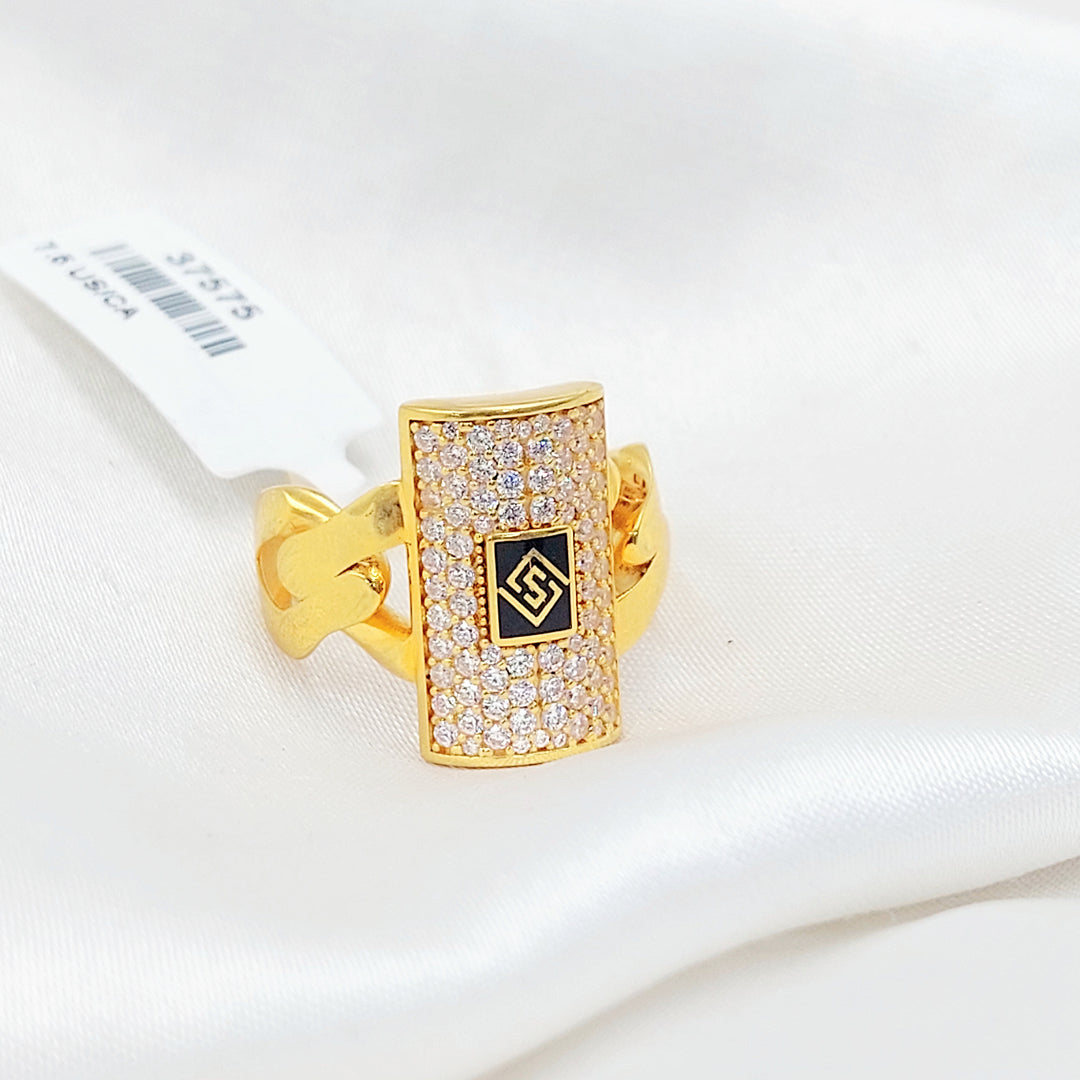 21K خاتم جنزير مرصع-مجوهرات الشيخ سعيد-Saeed Jewelry 