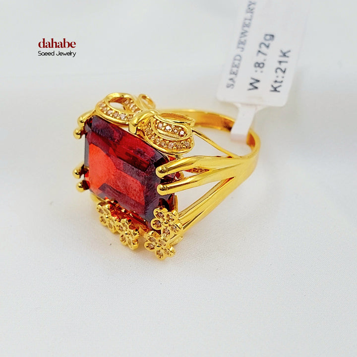 21K خاتم اكسترا مرصع-مجوهرات الشيخ سعيد-Saeed Jewelry 