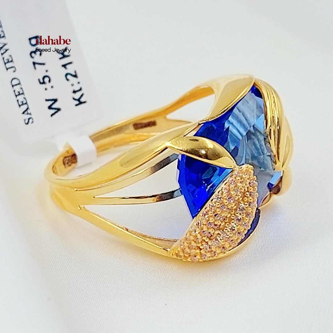 21K خاتم اكسترا مرصع-مجوهرات الشيخ سعيد-Saeed Jewelry 