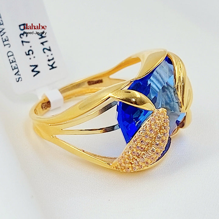 21K خاتم اكسترا مرصع-مجوهرات الشيخ سعيد-Saeed Jewelry 