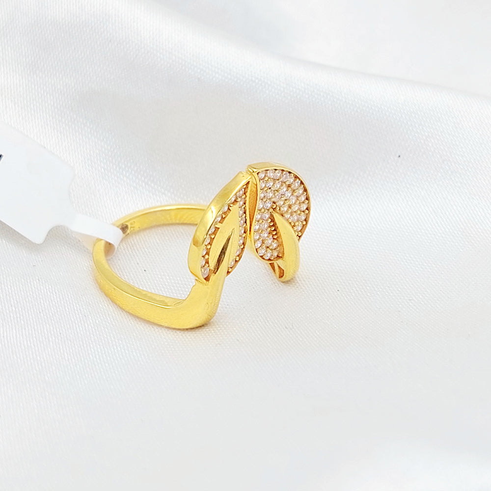 21K خاتم لوزة مرصع-مجوهرات الشيخ سعيد-Saeed Jewelry 