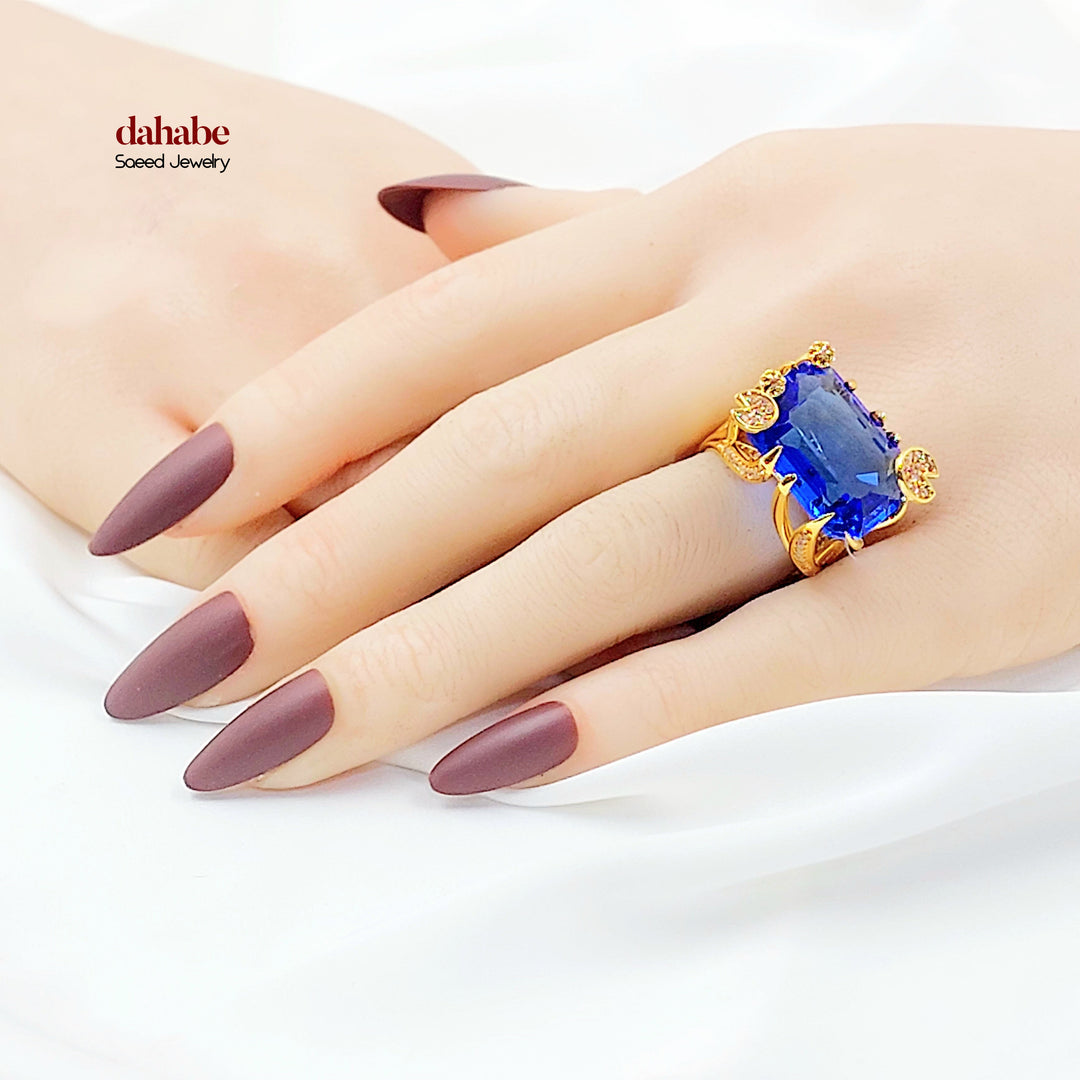 21K خاتم اكسترا مرصع-مجوهرات الشيخ سعيد-Saeed Jewelry 