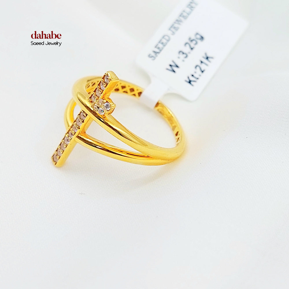 21K خاتم اكسترا مرصع-مجوهرات الشيخ سعيد-Saeed Jewelry 